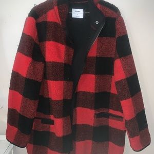 Old Navy Buffalo plaid teddy coat